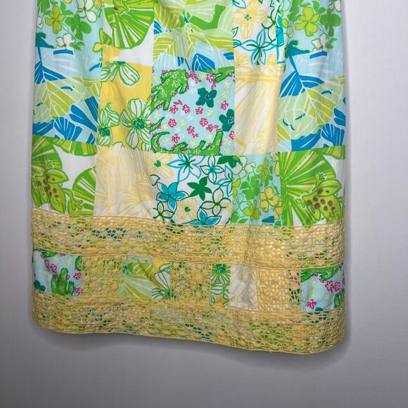 Lilly Pulitzer Green Bowen Gator Patchwork Strapless Mini Dress Size 2 - Picture 6 of 9